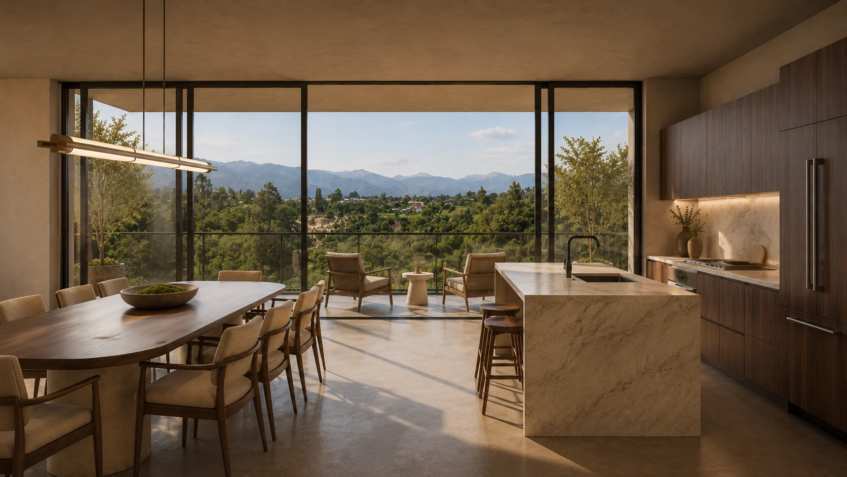 Comedor amplio con vista exterior