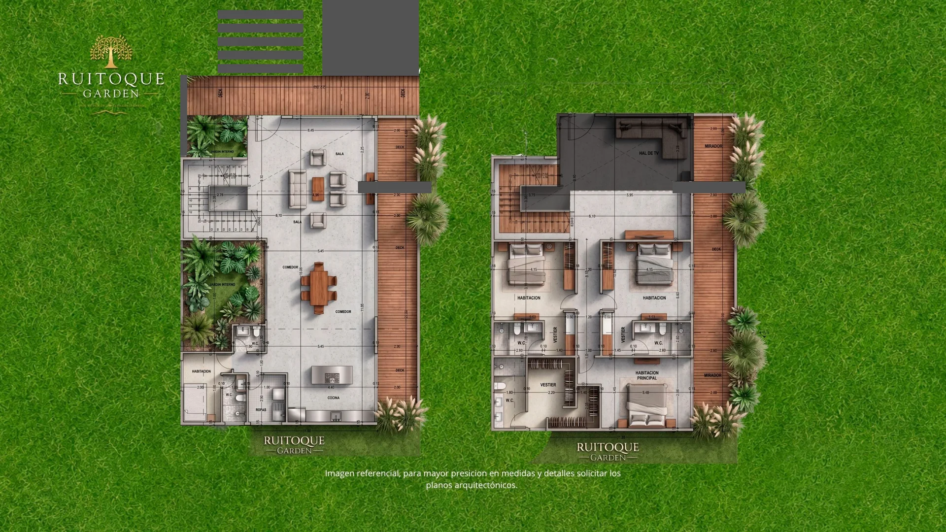 Distribución arquitectónica ilustrativa de una vivienda